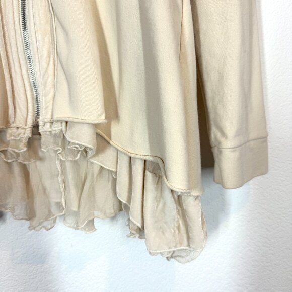 Johnny Was 4 Love & Liberty Peplum Hoodie Jacket Velvet Victorian Ivory Medium - Picture 5 of 8